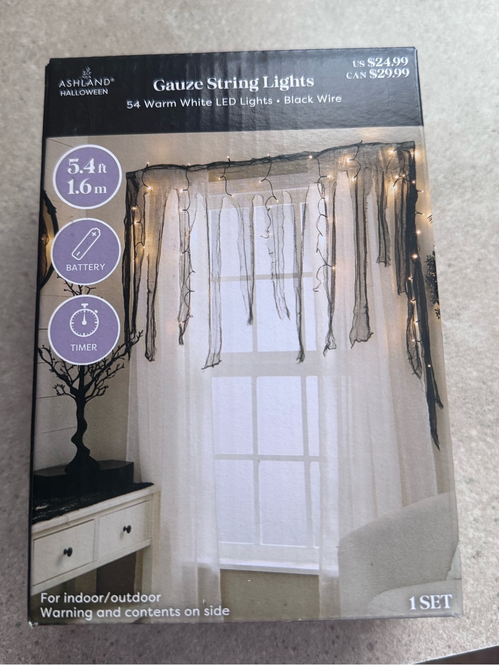 Ashland Gauze String Lights in Black with Warm White LEDs